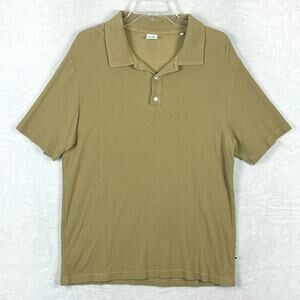NN07 No Nationality Polo Shirt Mens L Tan Mustard Pique Cotton Modal Preppy